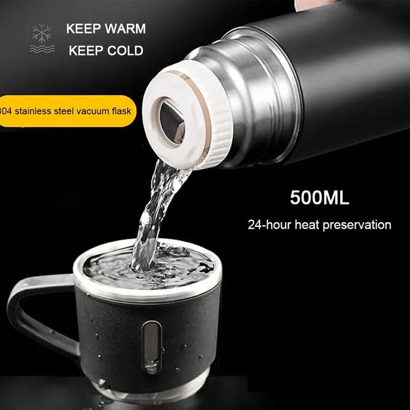 Hot and Cold Gift Random Color Pack Stainless Steel 500ML Stainless Steel Vacuum Flask Gift Set Office Business Style Thermos Bottle Outdoor Hot Water Thermal Insulation Couple Cup