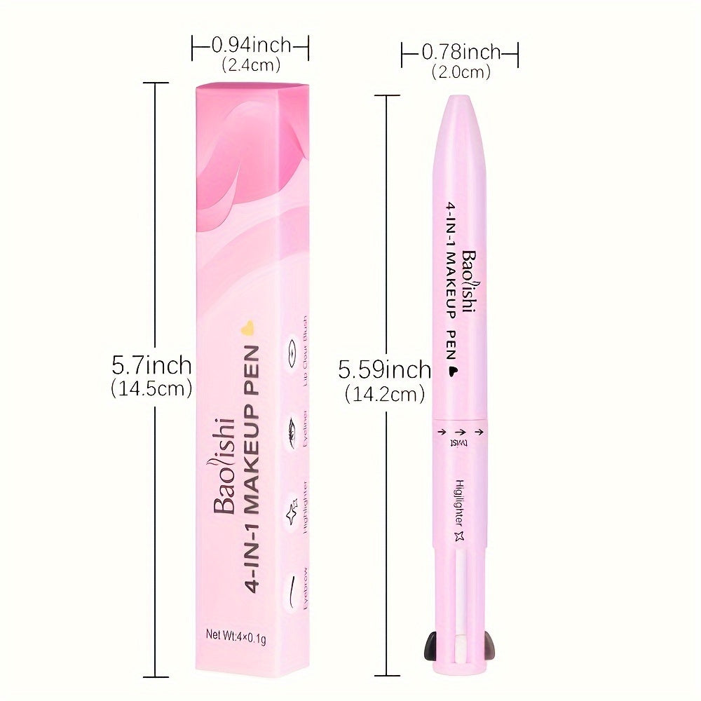 4-in-1 Multifunctional Makeup Pencil - Matte Finish, Mixed Colors for Eyeliner, Lip Liner, Eyebrow & Highlighter