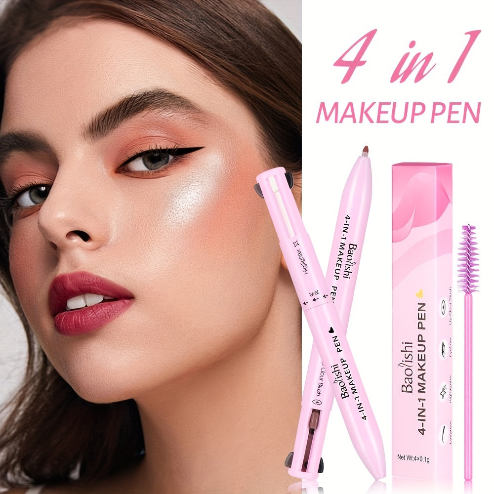 4-in-1 Multifunctional Makeup Pencil - Matte Finish, Mixed Colors for Eyeliner, Lip Liner, Eyebrow & Highlighter