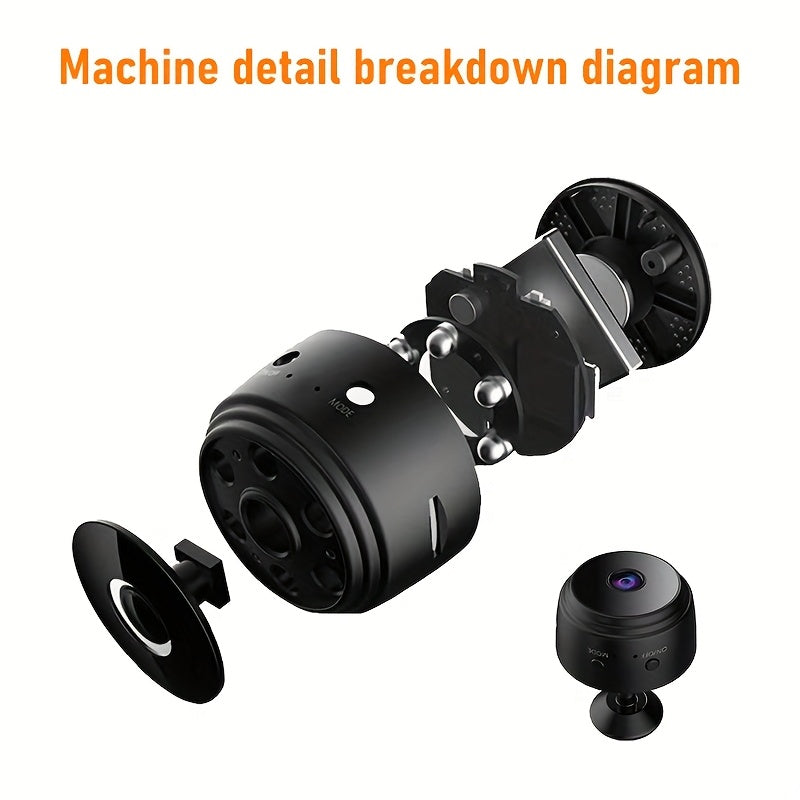 1pc Mini Wireless Security Monitoring Camera, High-Definition Infrared Night Vision, 2, 4Gwifi, Pluggable Memory Card, Magnetic Adsorption Installation, Supports Remote Viewing of Application Devices, Suitable for Home Security