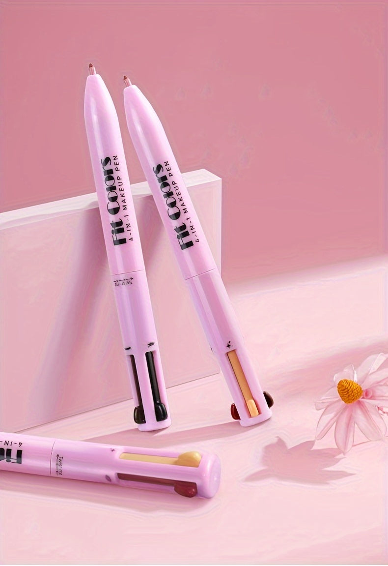 4-in-1 Multifunctional Makeup Pencil - Matte Finish, Mixed Colors for Eyeliner, Lip Liner, Eyebrow & Highlighter