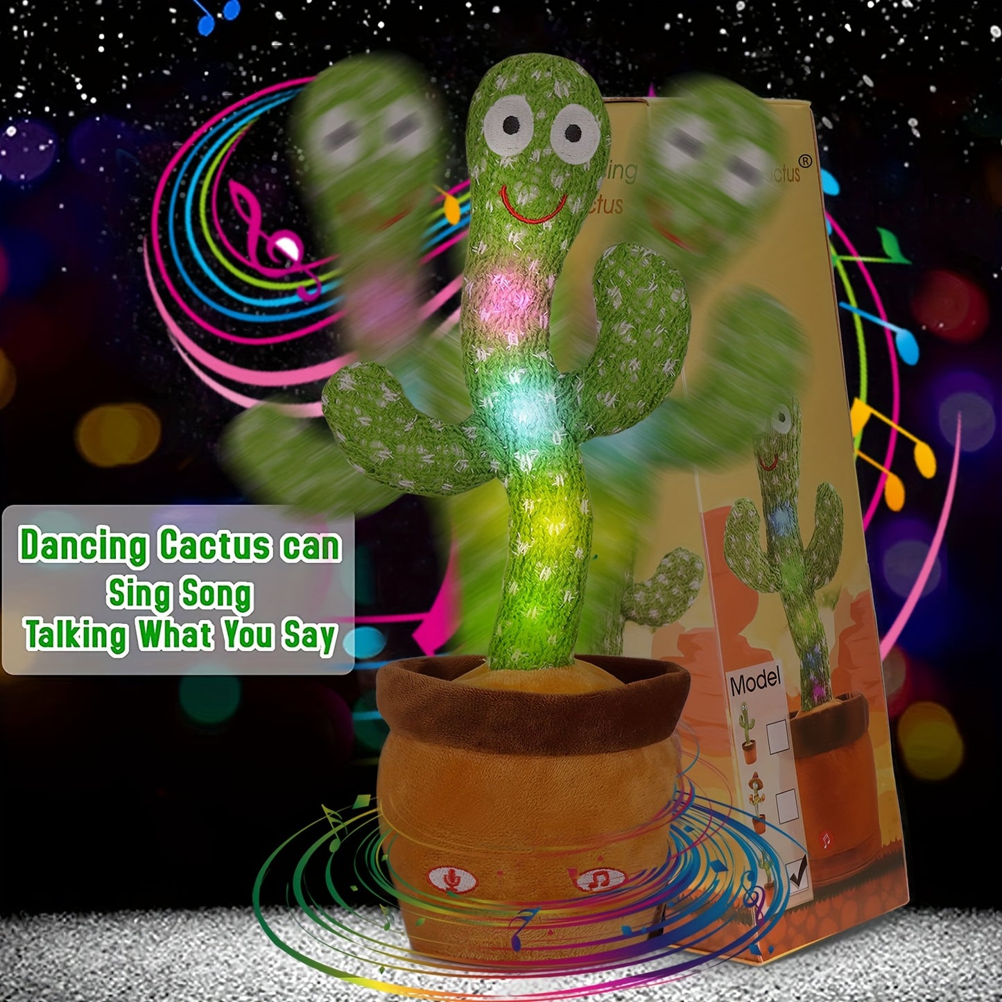 Interactive Dancing Cactus Toy with Singing, Talking & Mimicking Speech - Educational Baby Learning, No Batteries Needed, Soft Plush Cactus for Toddlers & Kids, Birthday or Christmas Gift for Boys and Girls, Toddler Entertainment