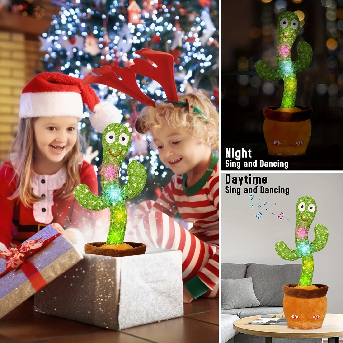 Interactive Dancing Cactus Toy with Singing, Talking & Mimicking Speech - Educational Baby Learning, No Batteries Needed, Soft Plush Cactus for Toddlers & Kids, Birthday or Christmas Gift for Boys and Girls, Toddler Entertainment