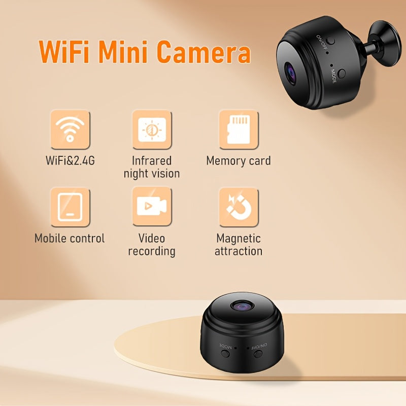 1pc Mini Wireless Security Monitoring Camera, High-Definition Infrared Night Vision, 2, 4Gwifi, Pluggable Memory Card, Magnetic Adsorption Installation, Supports Remote Viewing of Application Devices, Suitable for Home Security