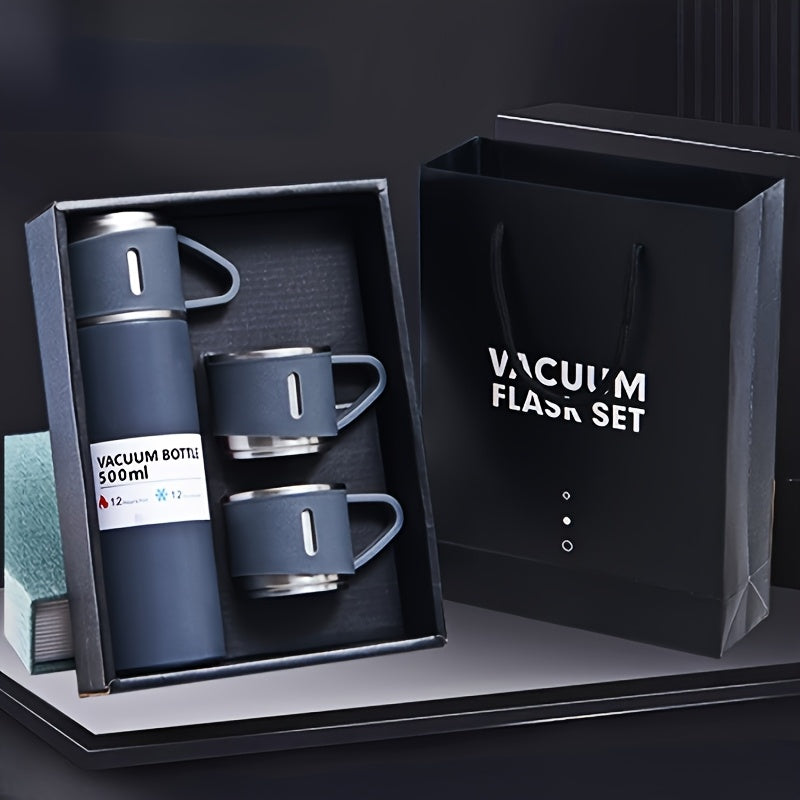 Hot and Cold Gift Random Color Pack Stainless Steel 500ML Stainless Steel Vacuum Flask Gift Set Office Business Style Thermos Bottle Outdoor Hot Water Thermal Insulation Couple Cup