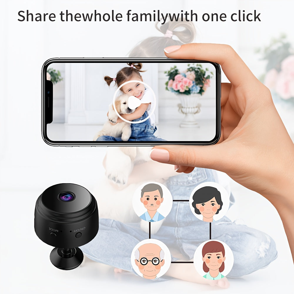 1pc Mini Wireless Security Monitoring Camera, High-Definition Infrared Night Vision, 2, 4Gwifi, Pluggable Memory Card, Magnetic Adsorption Installation, Supports Remote Viewing of Application Devices, Suitable for Home Security