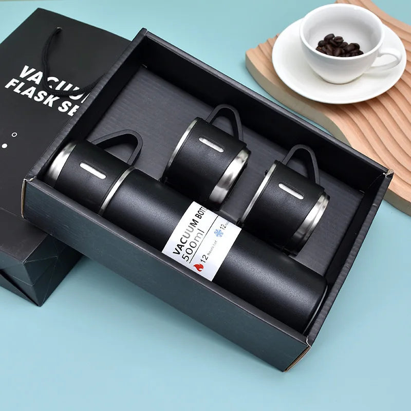 Hot and Cold Gift Random Color Pack Stainless Steel 500ML Stainless Steel Vacuum Flask Gift Set Office Business Style Thermos Bottle Outdoor Hot Water Thermal Insulation Couple Cup