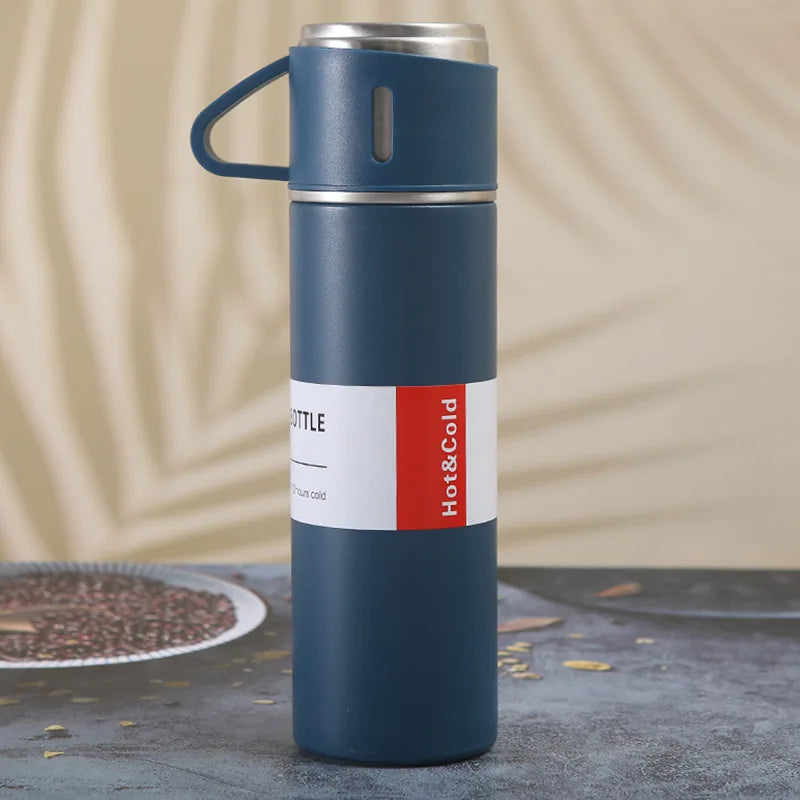Hot and Cold Gift Random Color Pack Stainless Steel 500ML Stainless Steel Vacuum Flask Gift Set Office Business Style Thermos Bottle Outdoor Hot Water Thermal Insulation Couple Cup