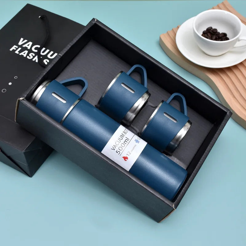 Hot and Cold Gift Random Color Pack Stainless Steel 500ML Stainless Steel Vacuum Flask Gift Set Office Business Style Thermos Bottle Outdoor Hot Water Thermal Insulation Couple Cup