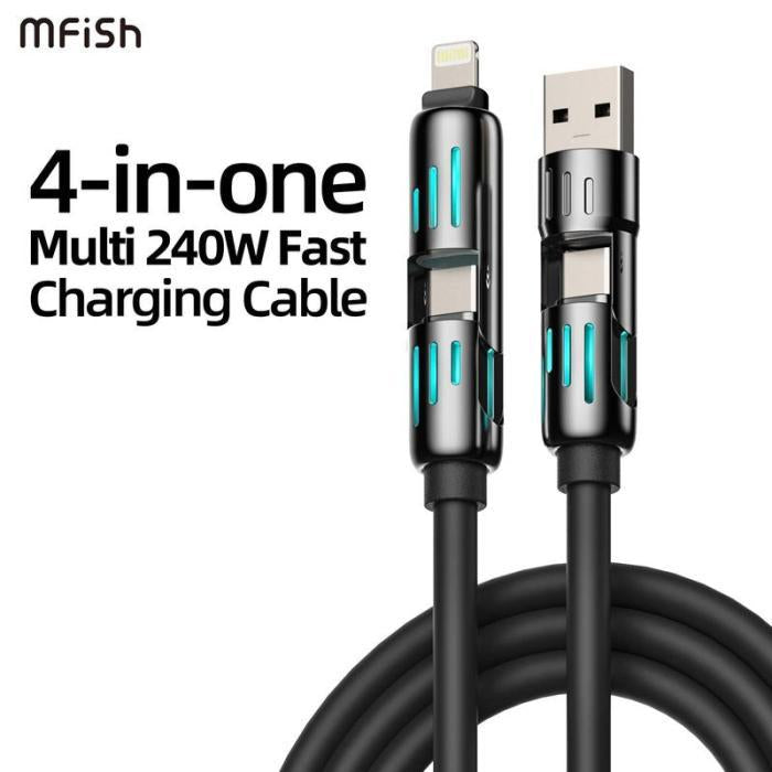 4-in-1 Multi USB Fast Charging Cable — Universal Power Cord for All Devices