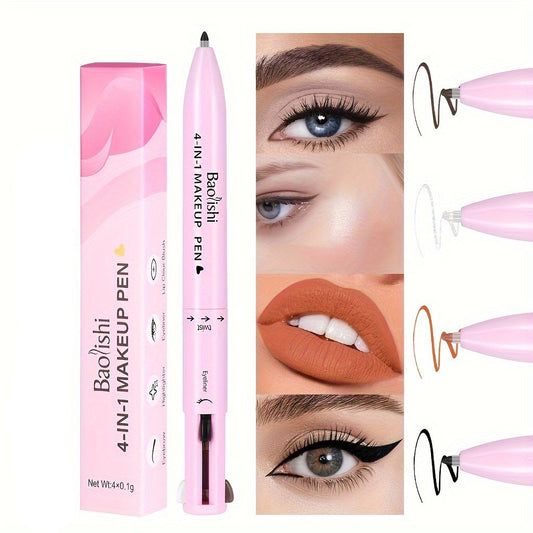 4-in-1 Multifunctional Makeup Pencil - Matte Finish, Mixed Colors for Eyeliner, Lip Liner, Eyebrow & Highlighter