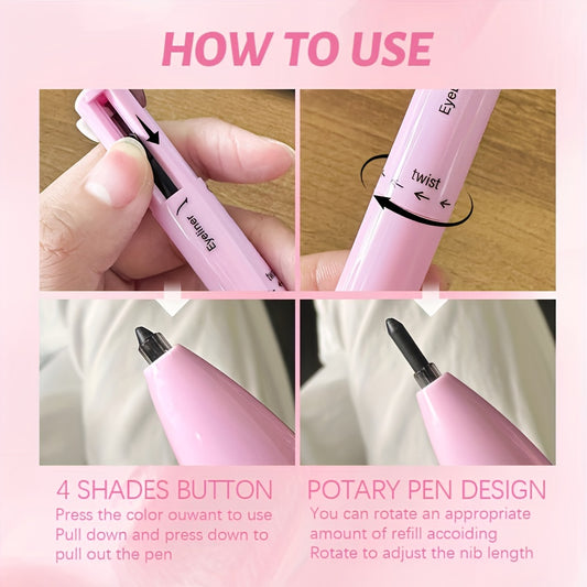4-in-1 Multifunctional Makeup Pencil - Matte Finish, Mixed Colors for Eyeliner, Lip Liner, Eyebrow & Highlighter