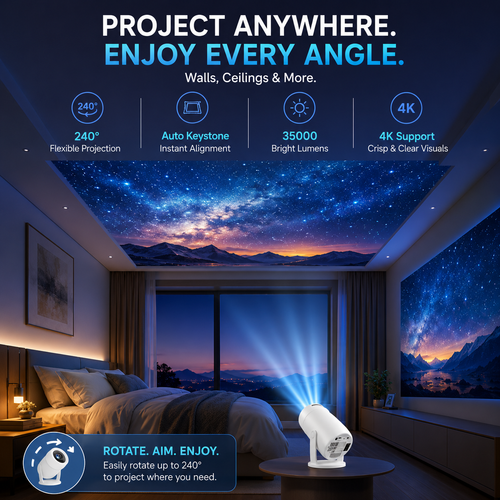 4K Smart Projector — Netflix & Android TV Built-In, WiFi 6 & Bluetooth 5.4