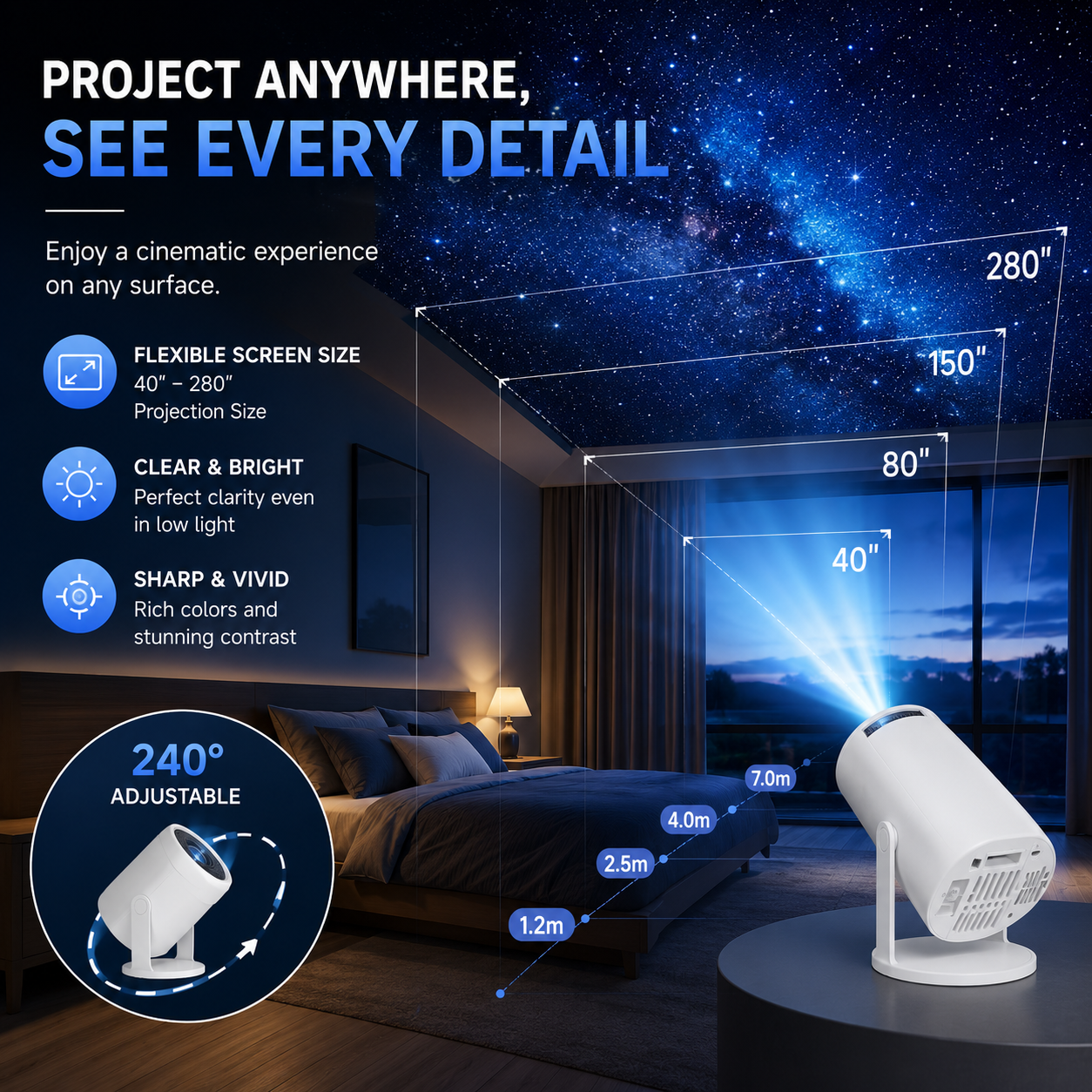 4K Smart Projector — Netflix & Android TV Built-In, WiFi 6 & Bluetooth 5.4