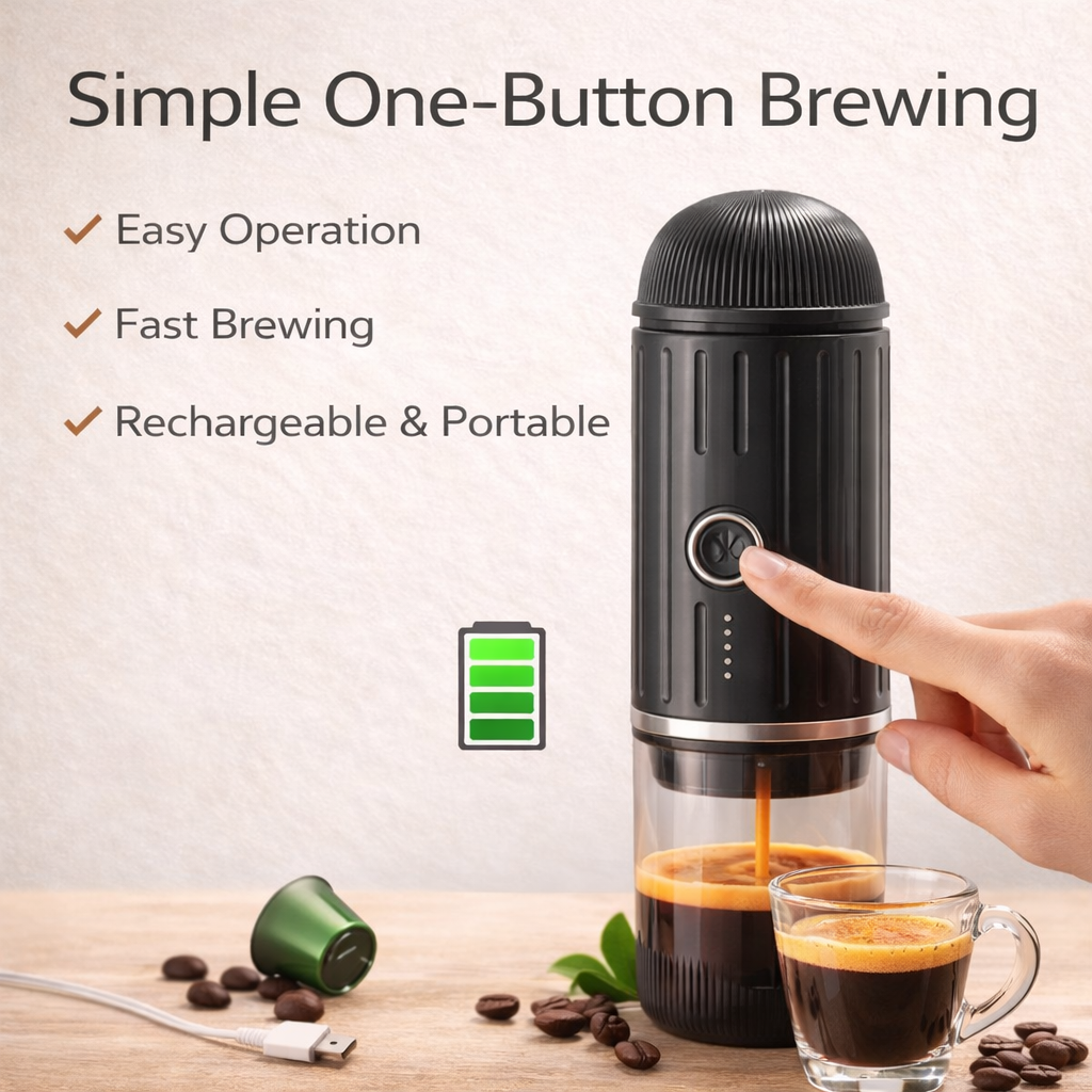 Portable Espresso Coffee Maker — Rechargeable Mini Brewer for Travel