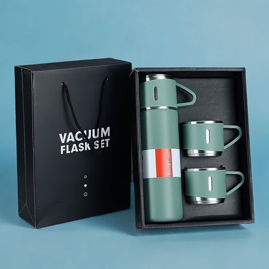 Hot and Cold Gift Random Color  Pack Stainless Steel 500ML Stainless Steel Vacuum Flask Gift Set Office Business Style Thermos Bottle Outdoor Hot Water Thermal Insulation Couple Cup