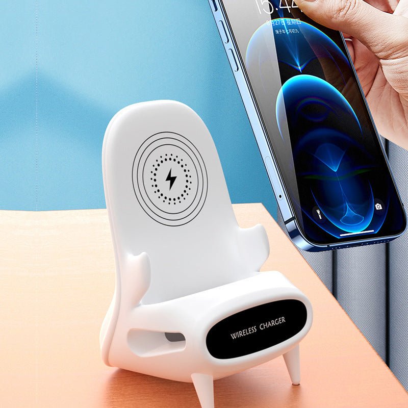 Mini Chair Wireless Charger — 10W Fast Charge Phone Stand & Desk Holder