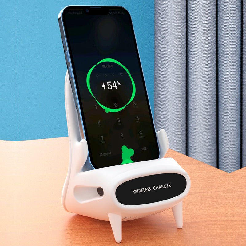 Mini Chair Wireless Charger — 10W Fast Charge Phone Stand & Desk Holder