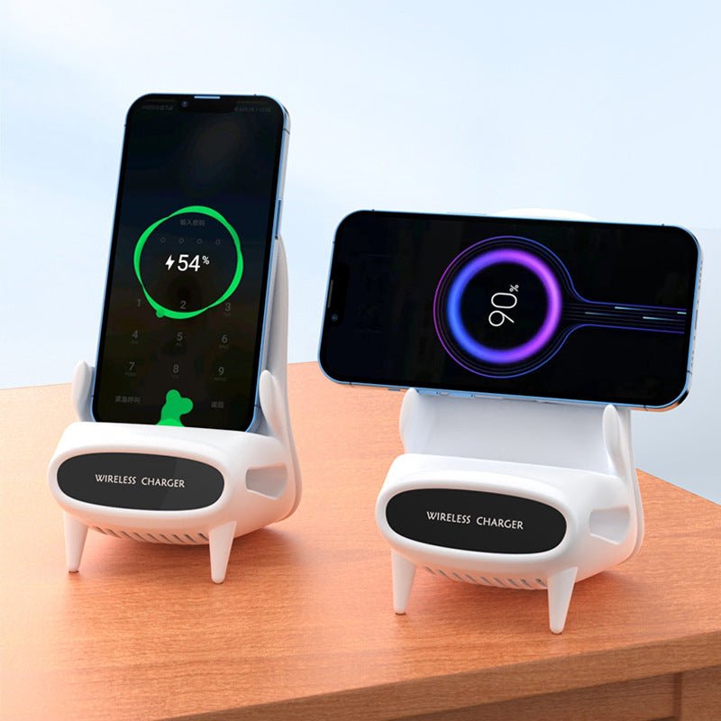 Mini Chair Wireless Charger — 10W Fast Charge Phone Stand & Desk Holder