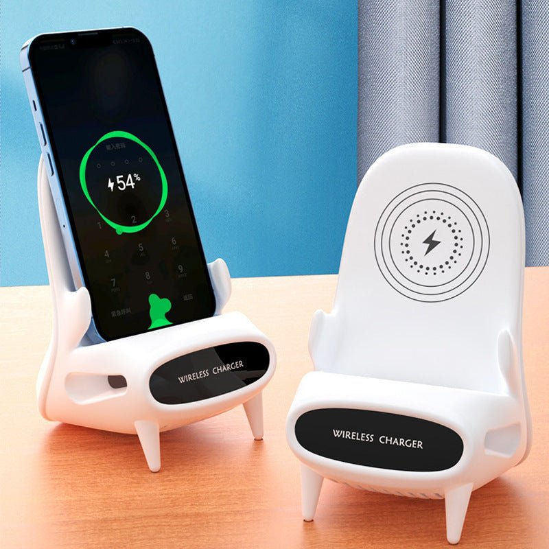 Mini Chair Wireless Charger — 10W Fast Charge Phone Stand & Desk Holder