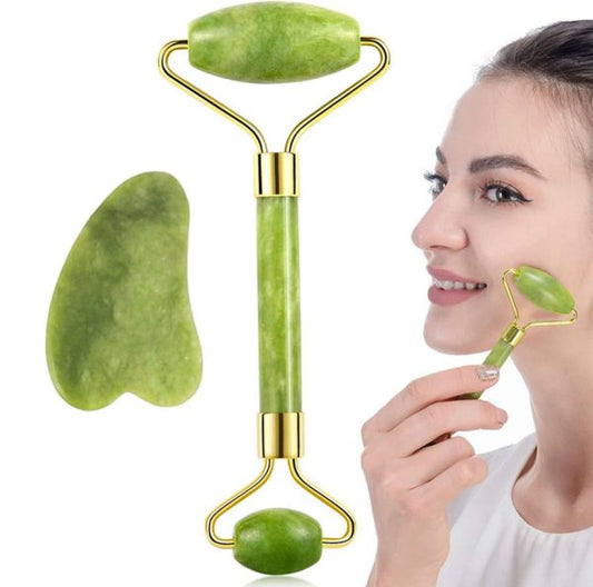 Natural Stone For FACE Youthful Glow Flawless Jade Roller With Guasha Glow Boost, Wrinkle Reduction & Face Slimming Massager(marble Stone) Stimulates Healthier Skin Face Uplift